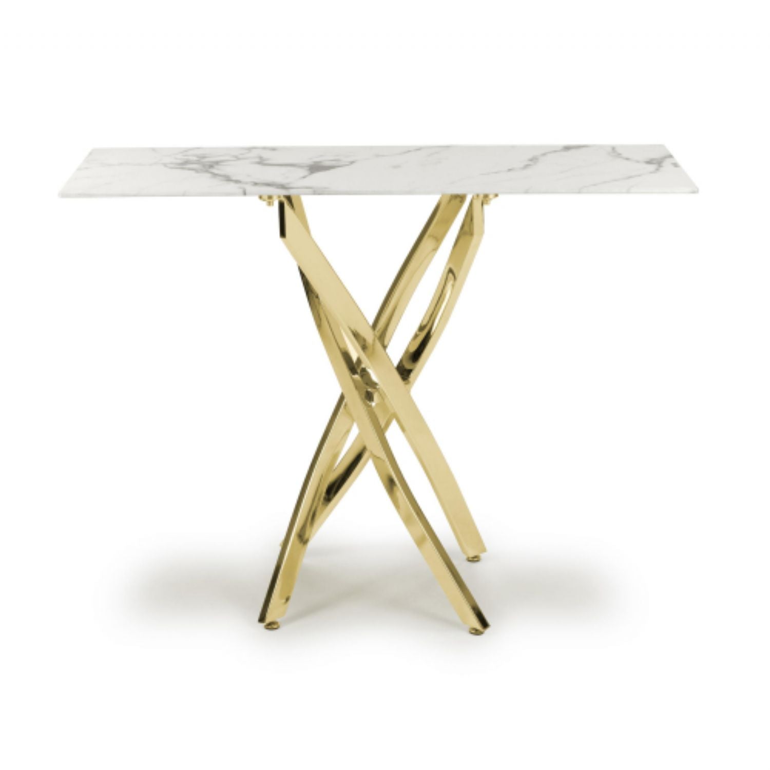 white and Grey Marble Effect Console Table Golden Legs - Home Furniture Interiors
