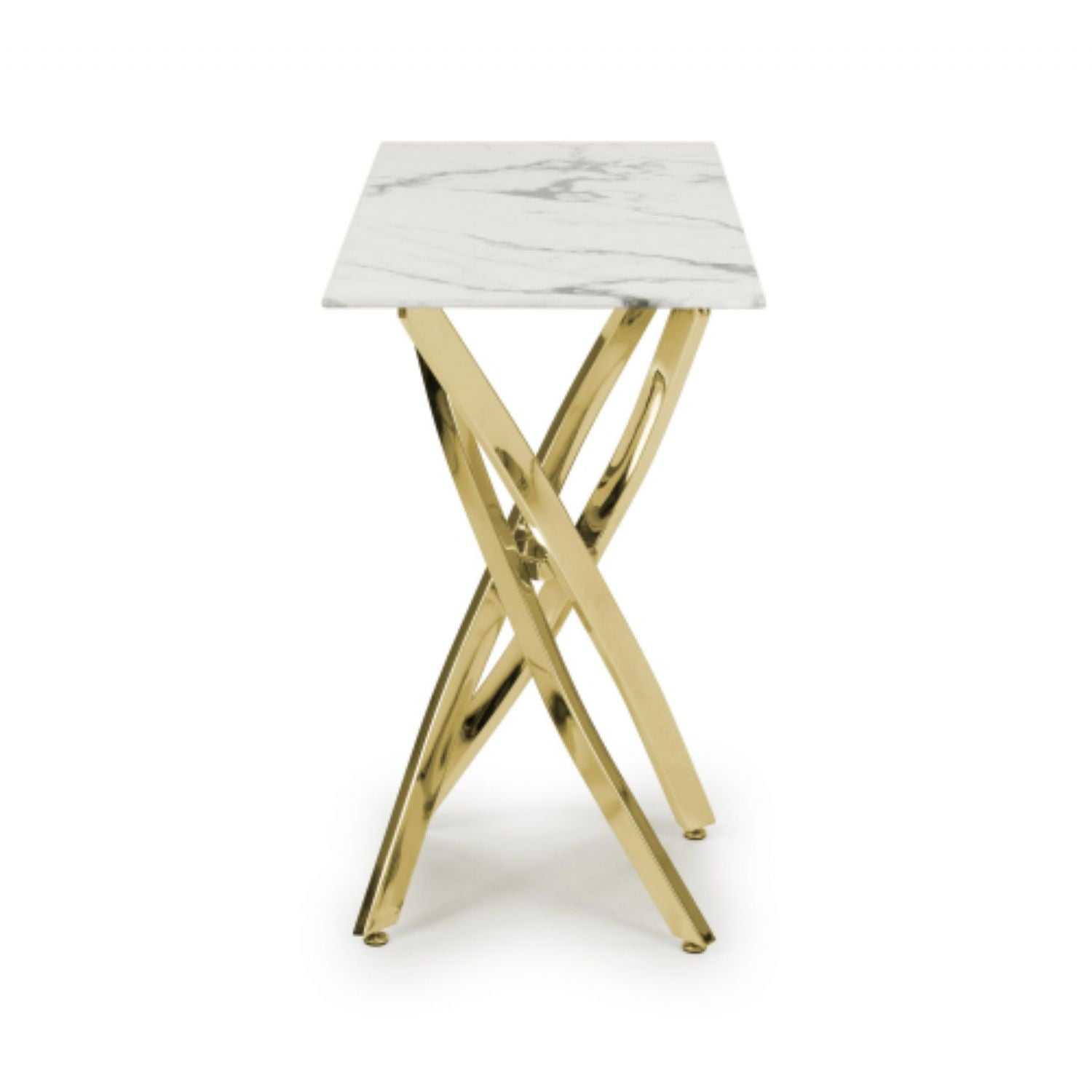 white and Grey Marble Effect Console Table Golden Legs - Home Furniture Interiors