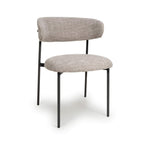 Angled Deco Style Tweed Oatmeal Fabric Dining Chair