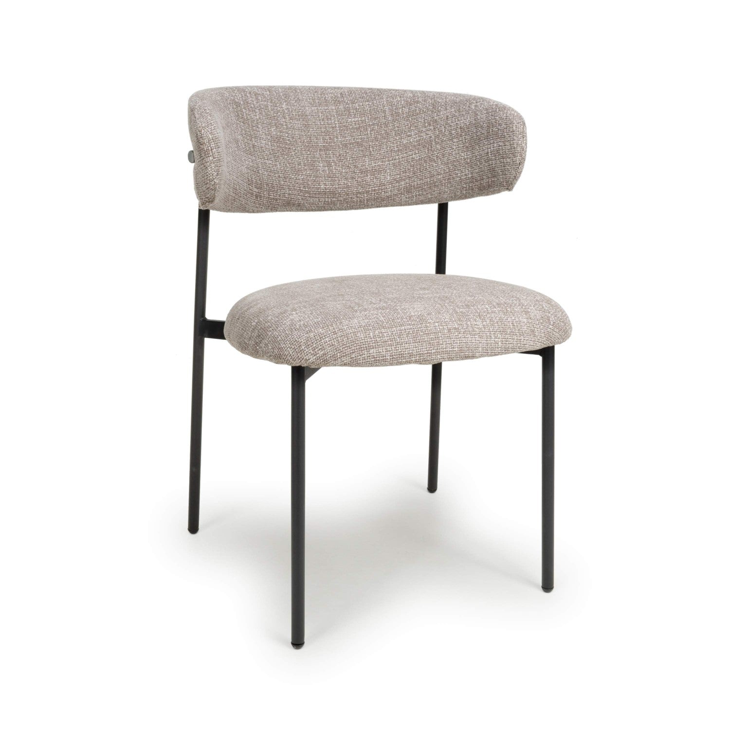 Angled Deco Style Tweed Oatmeal Fabric Dining Chair