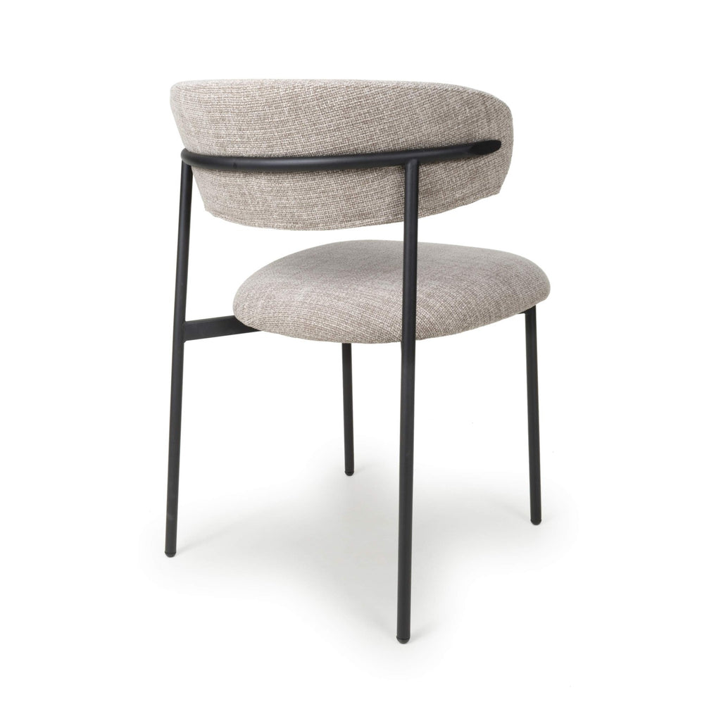 Angled Deco Style Tweed Oatmeal Fabric Dining Chair - Home Furniture Interiors
