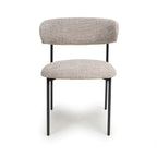 Angled Deco Style Tweed Oatmeal Fabric Dining Chair - Home Furniture Interiors