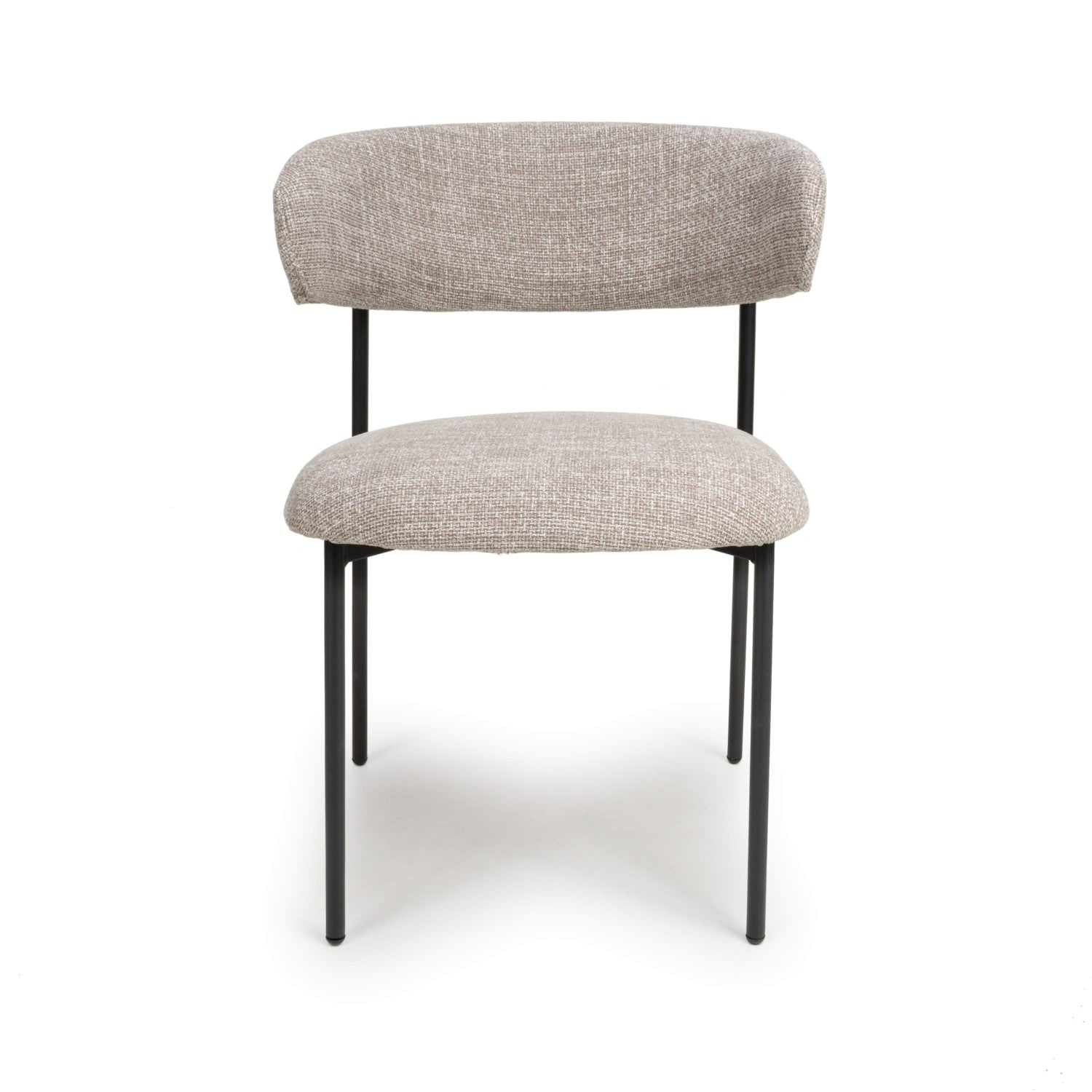 Angled Deco Style Tweed Oatmeal Fabric Dining Chair - Home Furniture Interiors