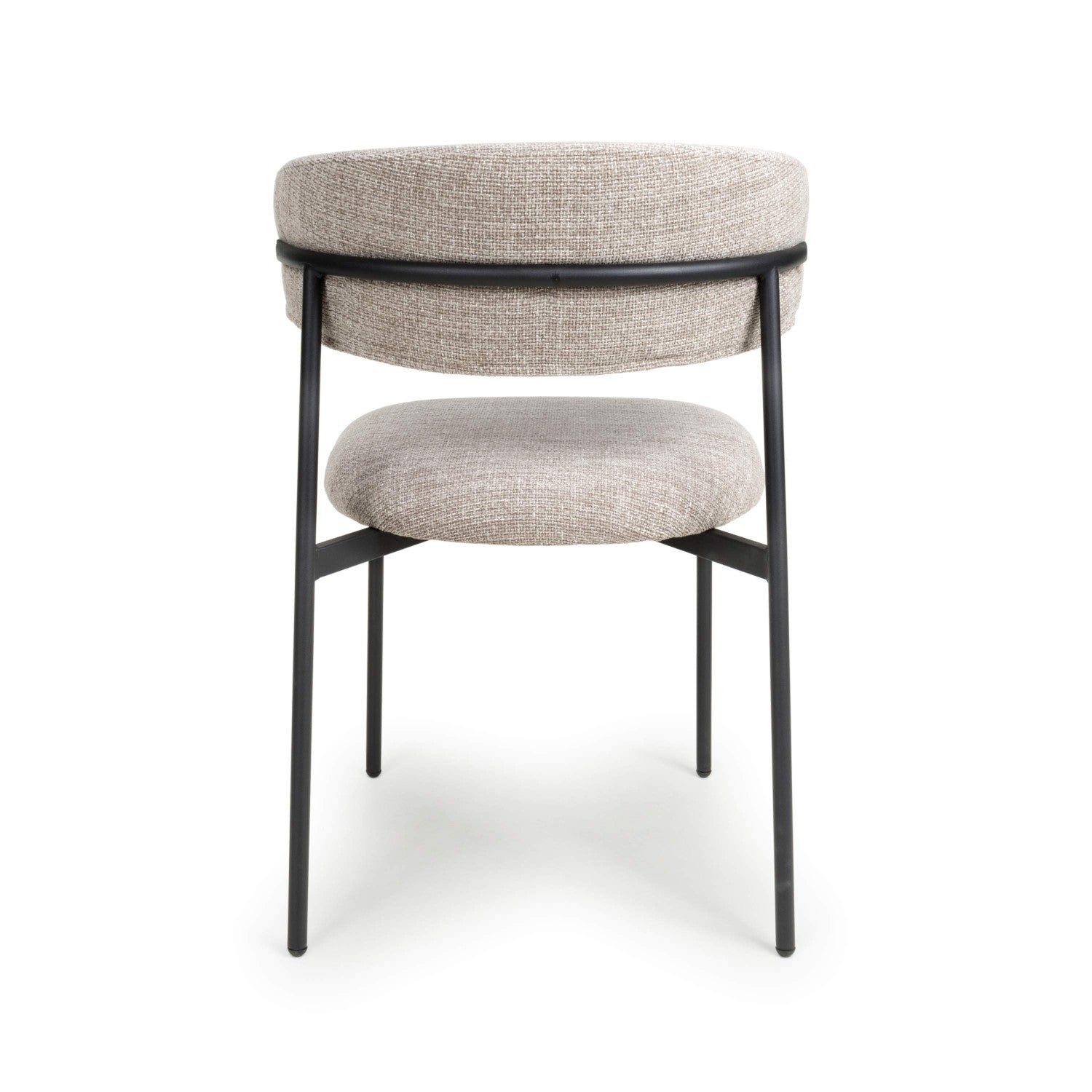 Angled Deco Style Tweed Oatmeal Fabric Dining Chair - Home Furniture Interiors