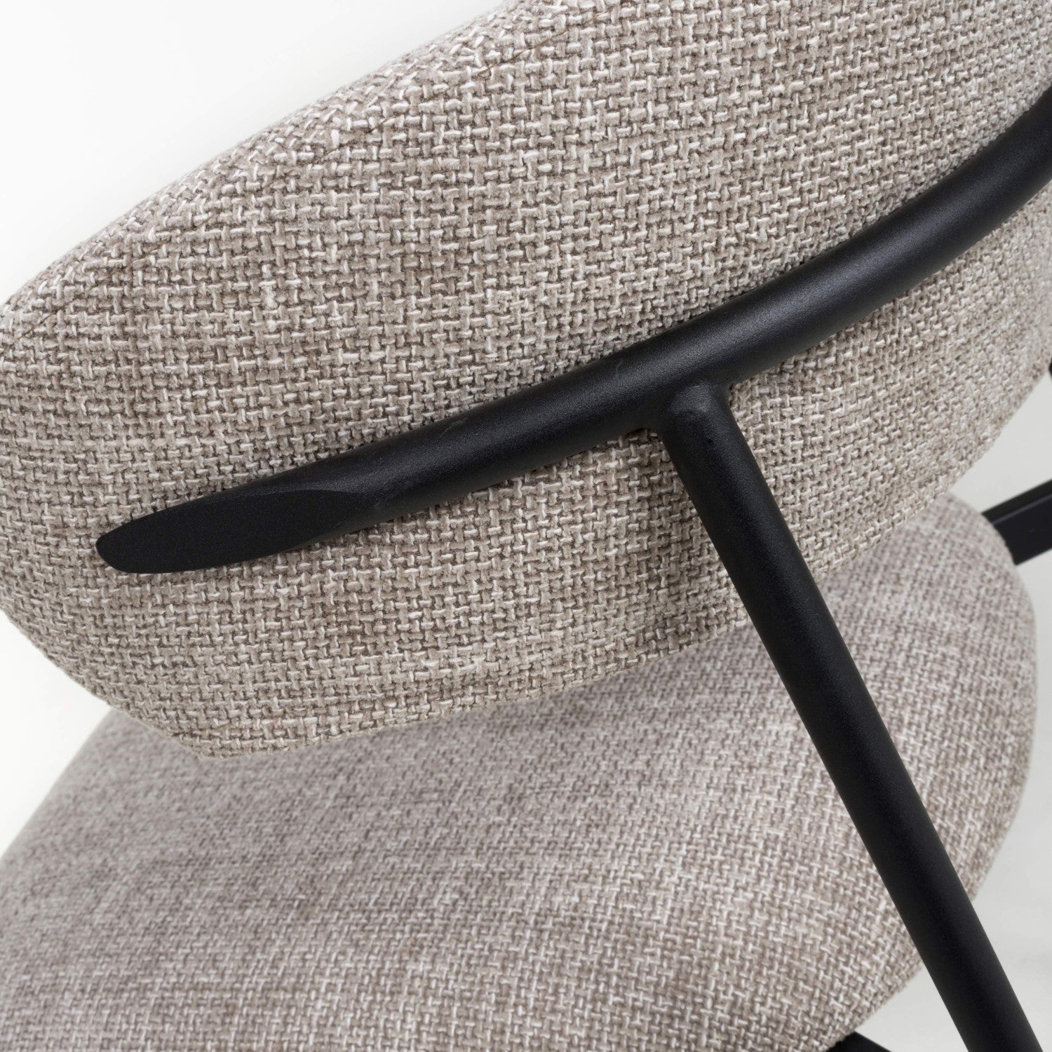 Angled Deco Style Tweed Oatmeal Fabric Dining Chair - Home Furniture Interiors