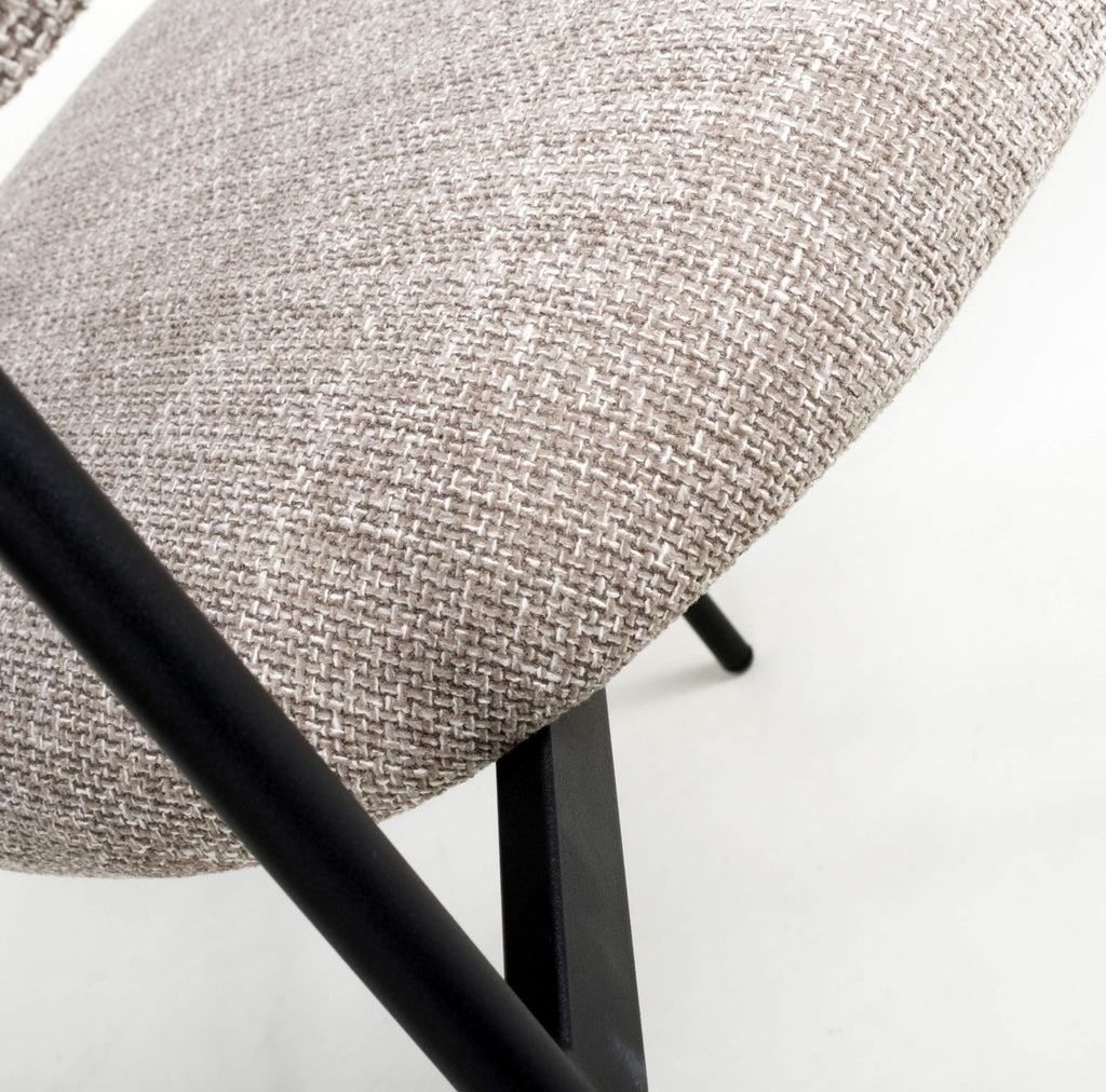 Angled Deco Style Tweed Oatmeal Fabric Dining Chair - Home Furniture Interiors