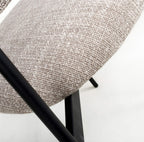Angled Deco Style Tweed Oatmeal Fabric Dining Chair - Home Furniture Interiors