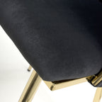 Black Brushed Woven Velvet Dining Chair Gold Metal Legs - Home Furniture Interiors
