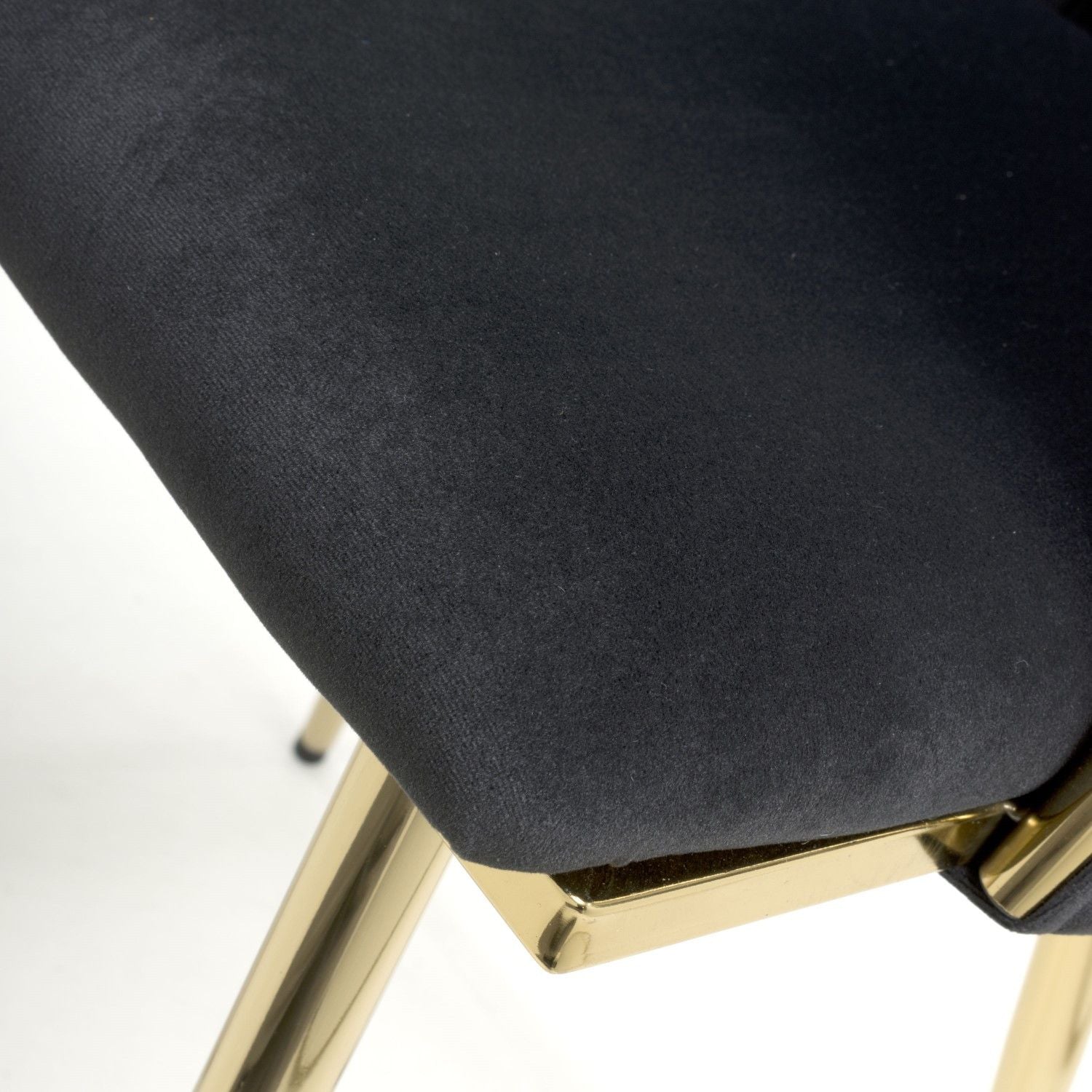 Black Brushed Woven Velvet Dining Chair Gold Metal Legs - Home Furniture Interiors
