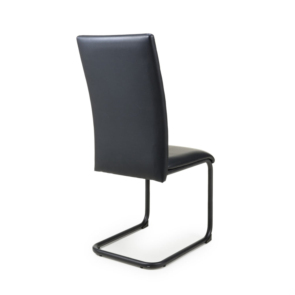 Black Leather Curved Back Cantilever Dining Chair - Home Furniture Interiors