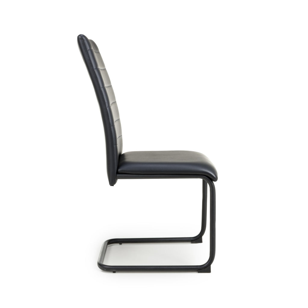Black Leather Curved Back Cantilever Dining Chair - Home Furniture Interiors