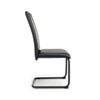 Black Leather Curved Back Cantilever Dining Chair - Home Furniture Interiors