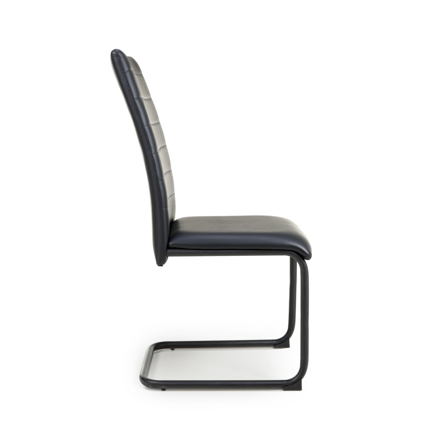 Black Leather Curved Back Cantilever Dining Chair - Home Furniture Interiors