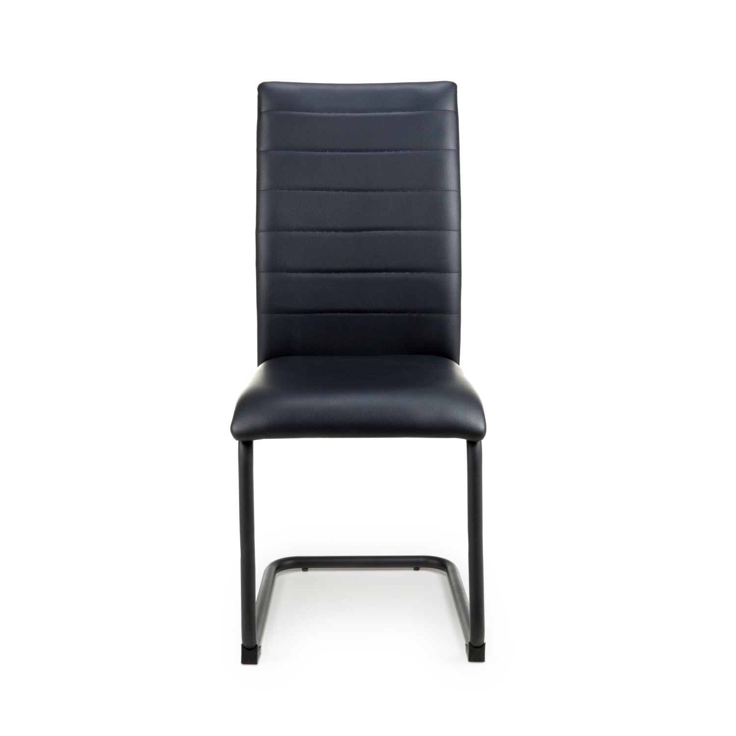 Black Leather Curved Back Cantilever Dining Chair - Home Furniture Interiors