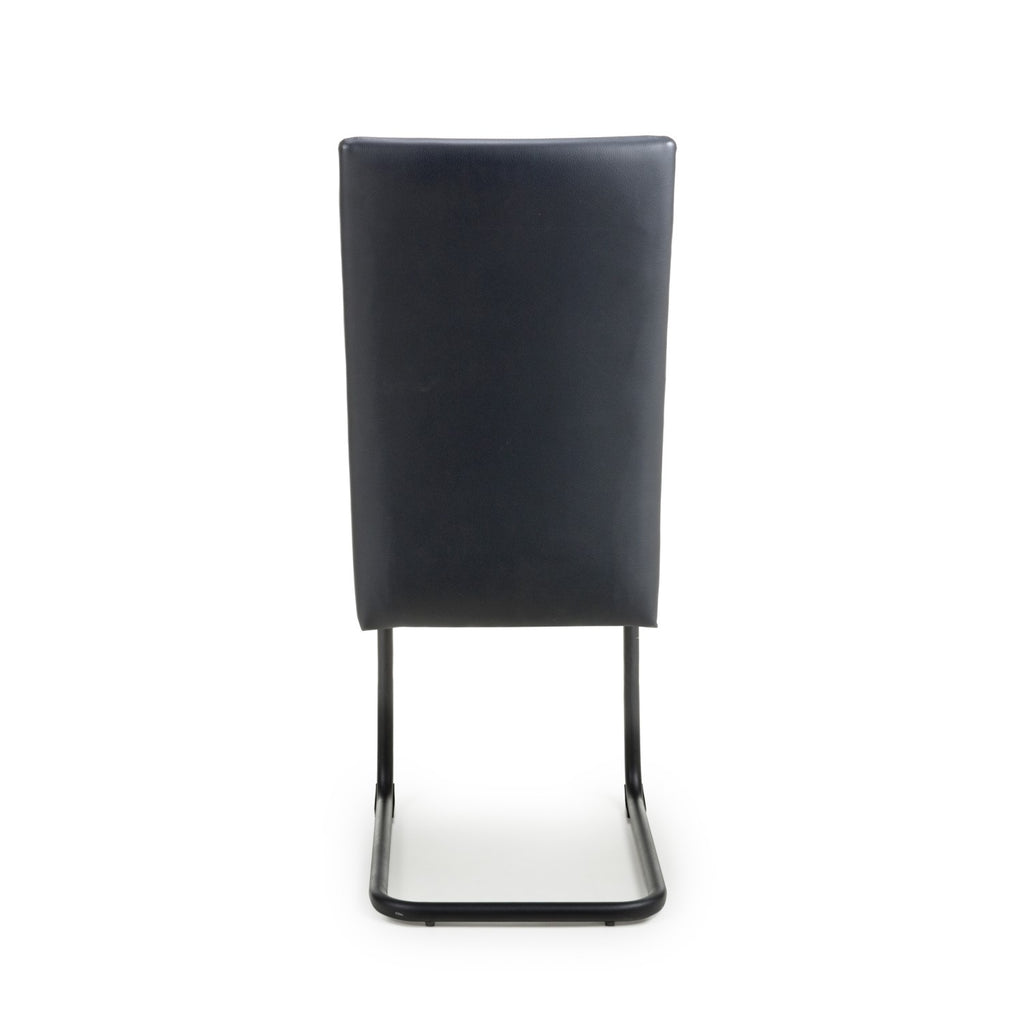 Black Leather Curved Back Cantilever Dining Chair - Home Furniture Interiors