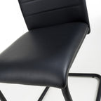 Black Leather Curved Back Cantilever Dining Chair - Home Furniture Interiors