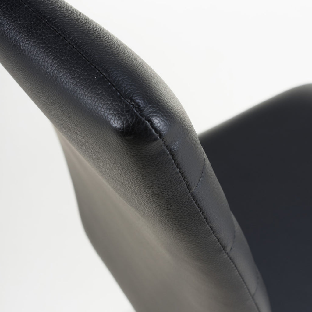 Black Leather Curved Back Cantilever Dining Chair - Home Furniture Interiors