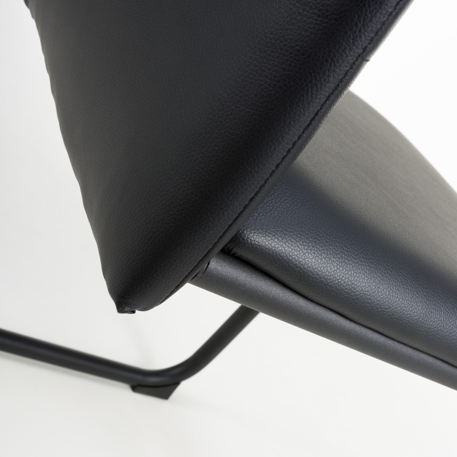 Black Leather Curved Back Cantilever Dining Chair - Home Furniture Interiors