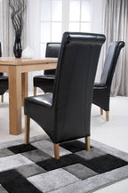 Black Leather Roll Back Dining Chair - Home Furniture Interiors