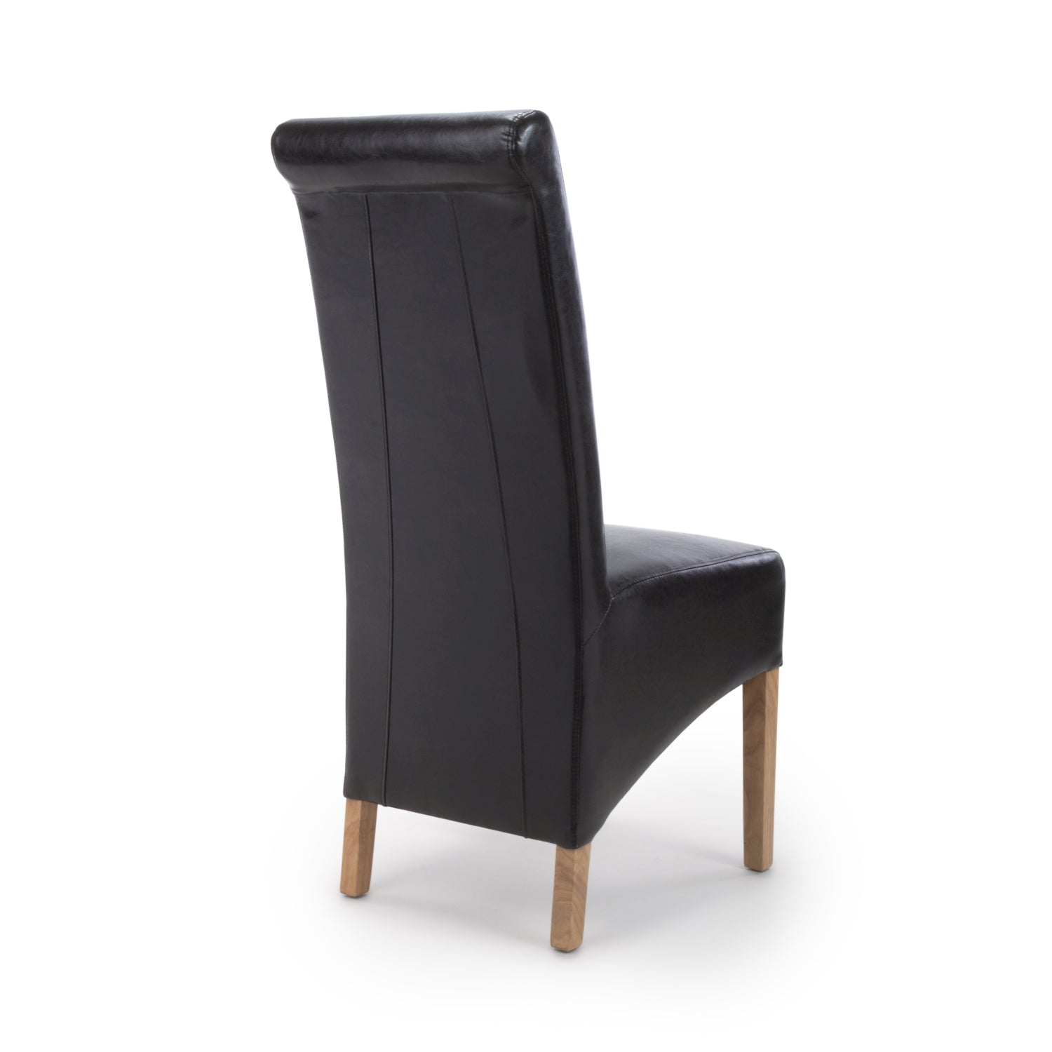 Black Leather Roll Back Dining Chair - Home Furniture Interiors