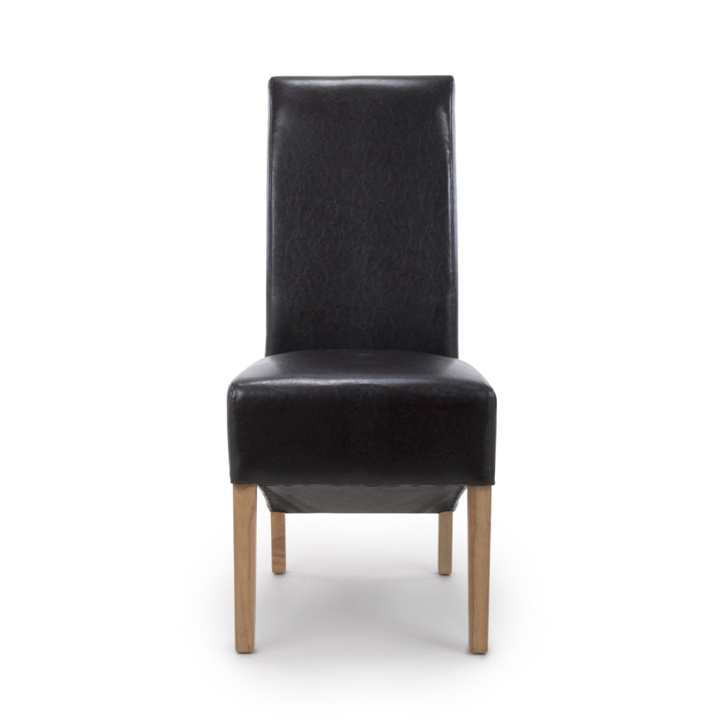 Black Leather Roll Back Dining Chair - Home Furniture Interiors