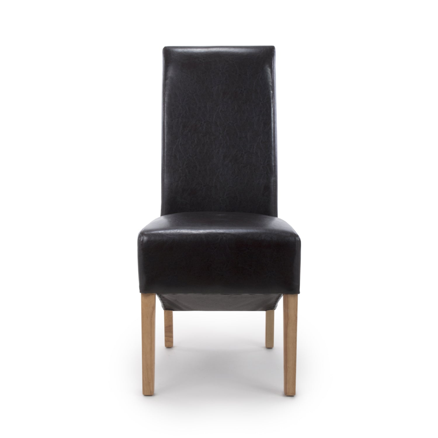 Black Leather Roll Back Dining Chair - Home Furniture Interiors
