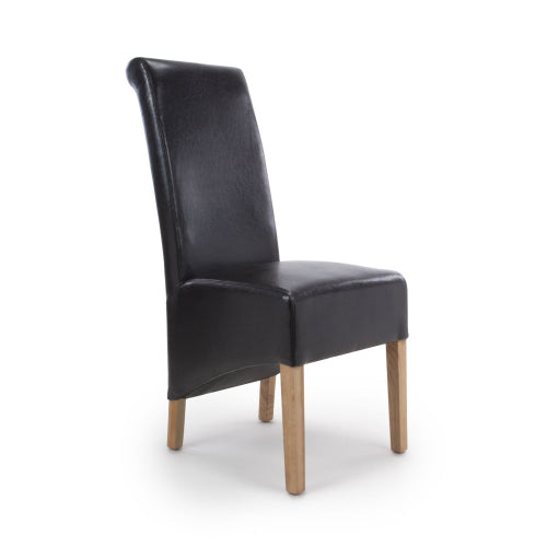 Black Leather Roll Back Dining Chair - Home Furniture Interiors