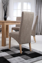 Brown Tweed Fabric Dining Chair Light Wood Legs - Home Furniture Interiors