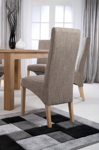 Brown Tweed Fabric Dining Chair Light Wood Legs - Home Furniture Interiors