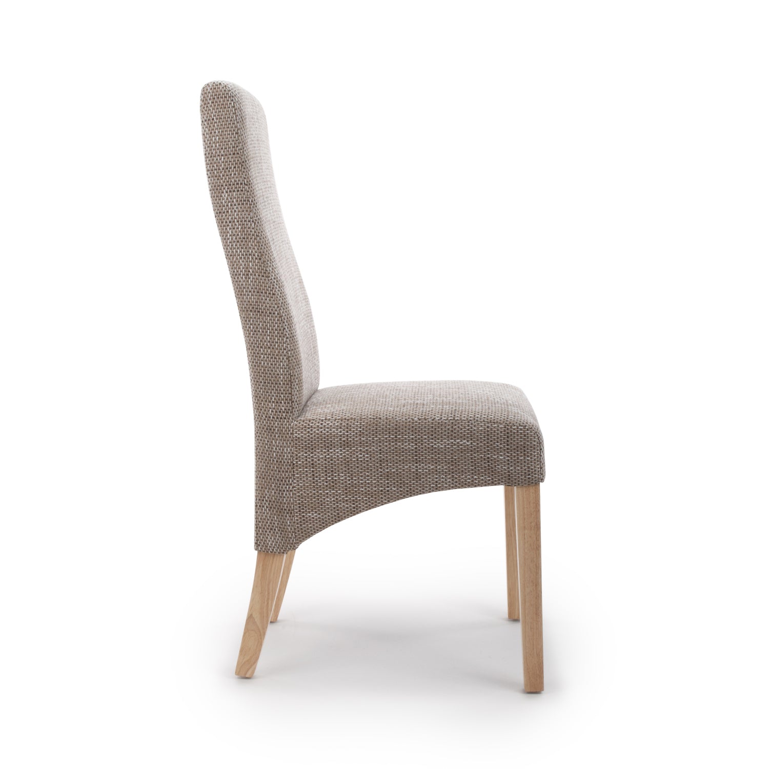 Brown Tweed Fabric Dining Chair Light Wood Legs - Home Furniture Interiors