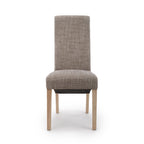 Brown Tweed Fabric Dining Chair Light Wood Legs - Home Furniture Interiors