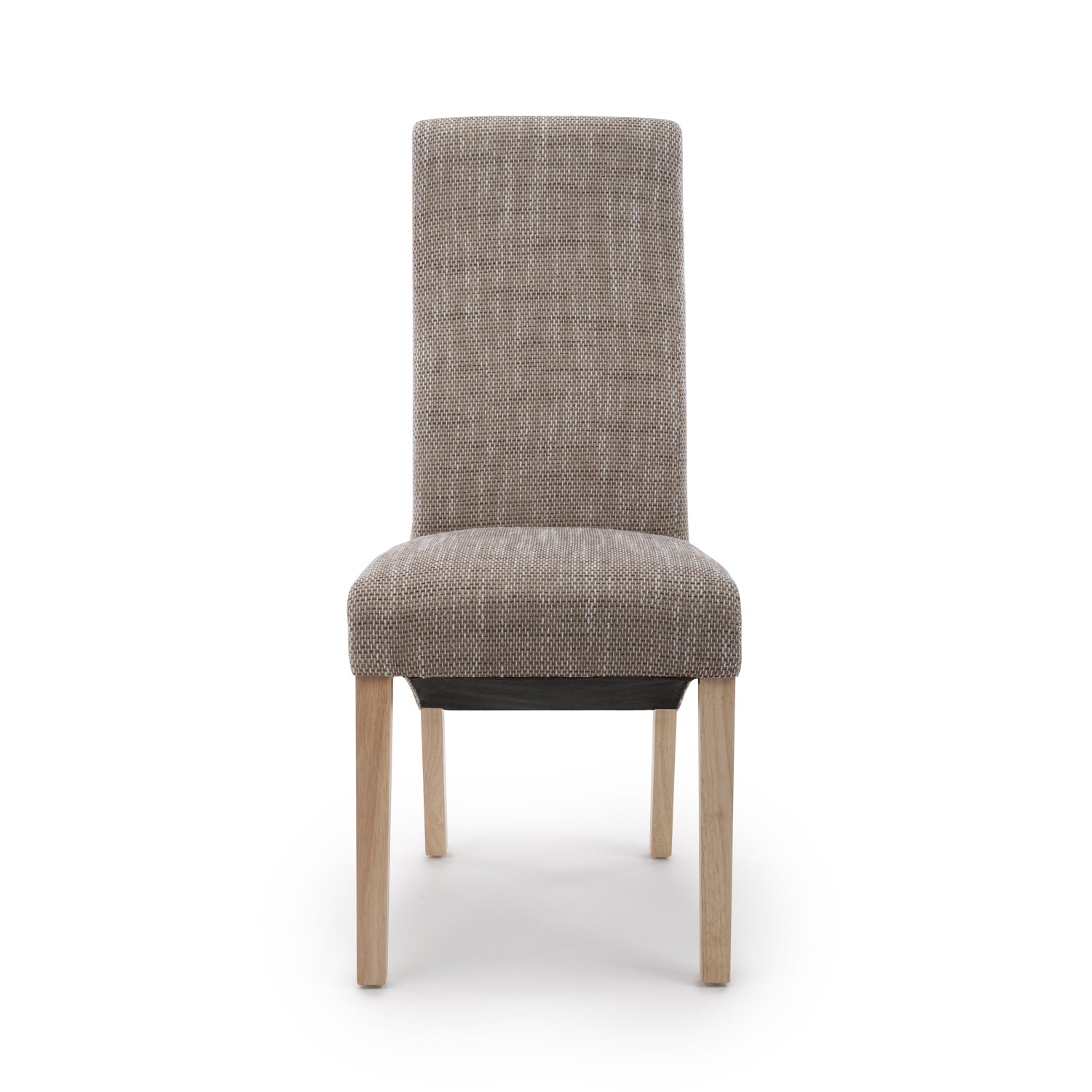 Brown Tweed Fabric Dining Chair Light Wood Legs - Home Furniture Interiors