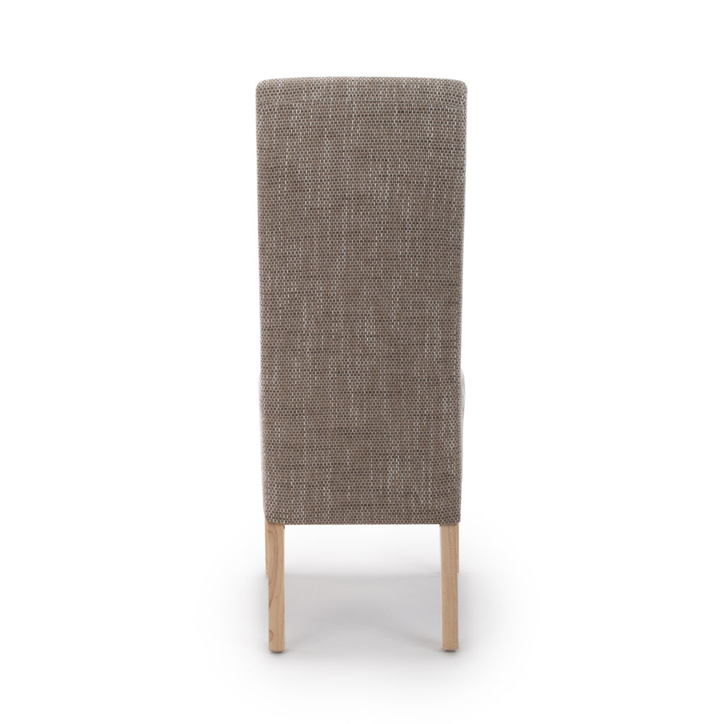 Brown Tweed Fabric Dining Chair Light Wood Legs - Home Furniture Interiors