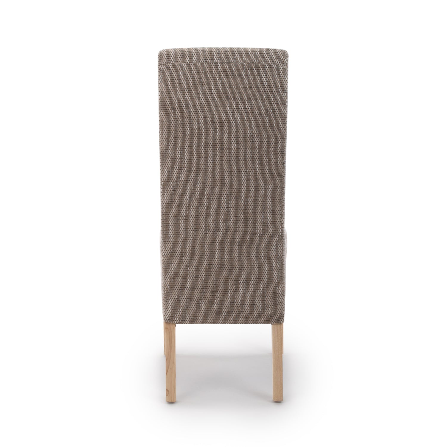 Brown Tweed Fabric Dining Chair Light Wood Legs - Home Furniture Interiors