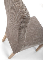 Brown Tweed Fabric Dining Chair Light Wood Legs - Home Furniture Interiors