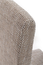 Brown Tweed Fabric Dining Chair Light Wood Legs - Home Furniture Interiors