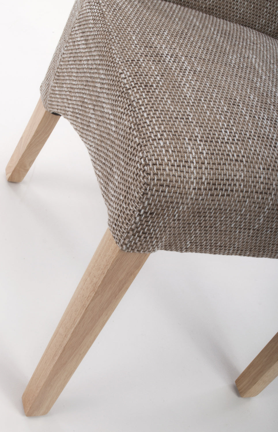 Brown Tweed Fabric Dining Chair Light Wood Legs - Home Furniture Interiors