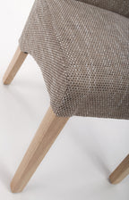Brown Tweed Fabric Dining Chair Light Wood Legs - Home Furniture Interiors