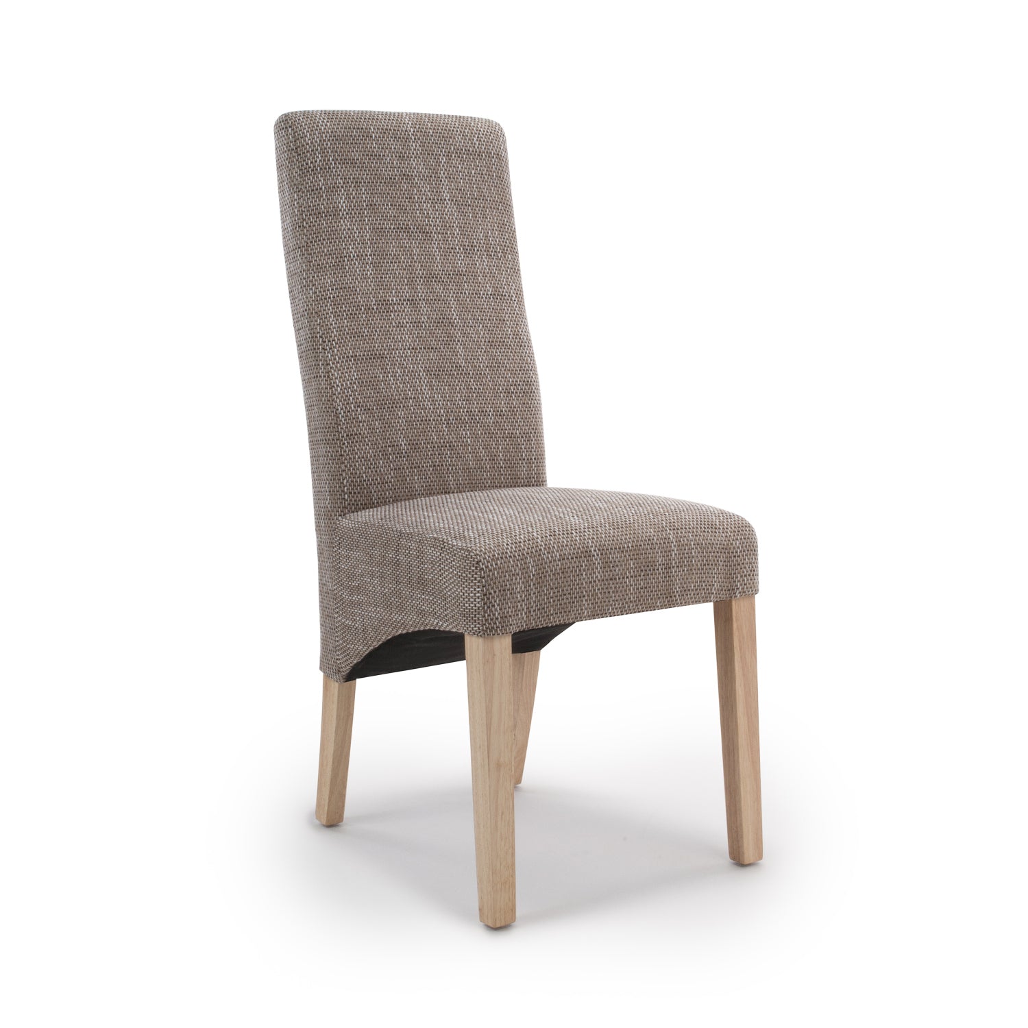 Brown Tweed Fabric Dining Chair Light Wood Legs - Home Furniture Interiors