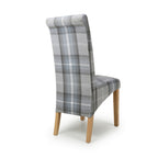 Check Grey Fabric Scroll Back Dining Chair - Home Furniture Interiors