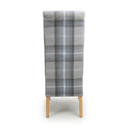 Check Grey Fabric Scroll Back Dining Chair - Home Furniture Interiors