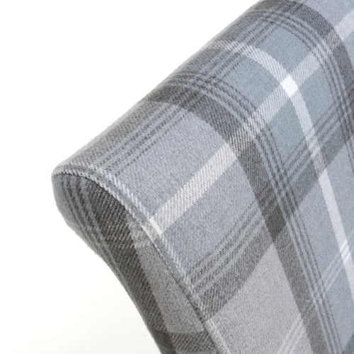 Check Grey Fabric Scroll Back Dining Chair - Home Furniture Interiors