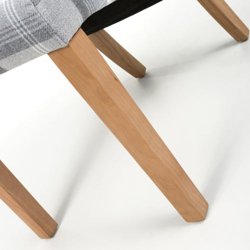 Check Grey Fabric Scroll Back Dining Chair - Home Furniture Interiors