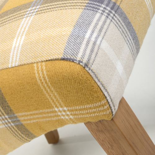 Checked Yellow Scroll Back Dining Chair Oak Legs - Home Furniture Interiors