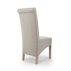 Cream Leather Roll Back Dining Chair Oak Legs - Home Furniture Interiors
