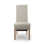 Cream Leather Roll Back Dining Chair Oak Legs - Home Furniture Interiors