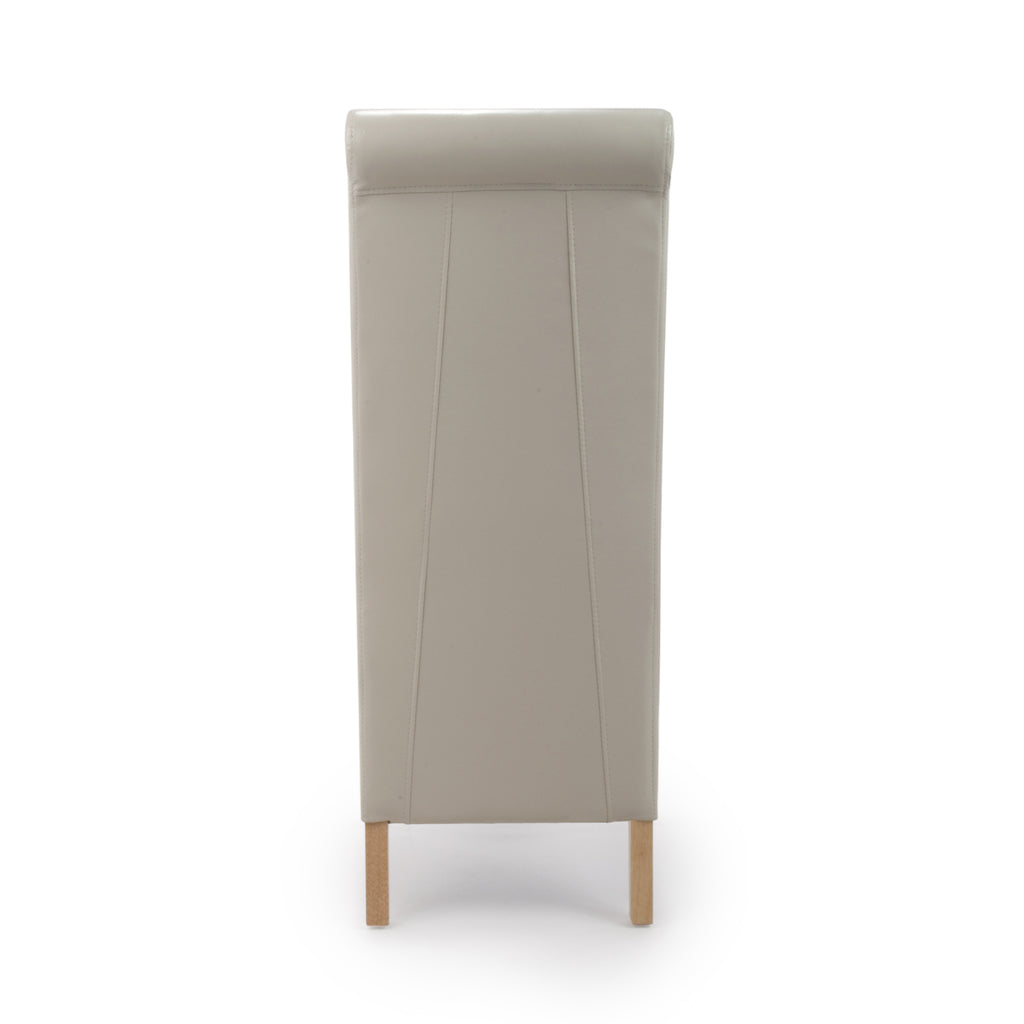 Cream Leather Roll Back Dining Chair Oak Legs - Home Furniture Interiors