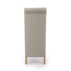 Cream Leather Roll Back Dining Chair Oak Legs - Home Furniture Interiors