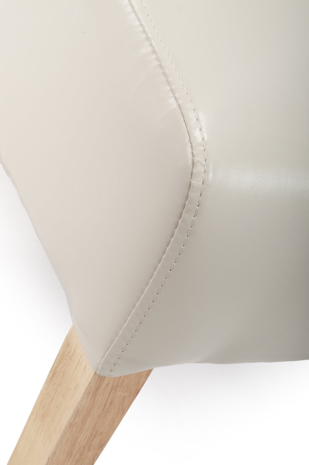 Cream Leather Roll Back Dining Chair Oak Legs - Home Furniture Interiors