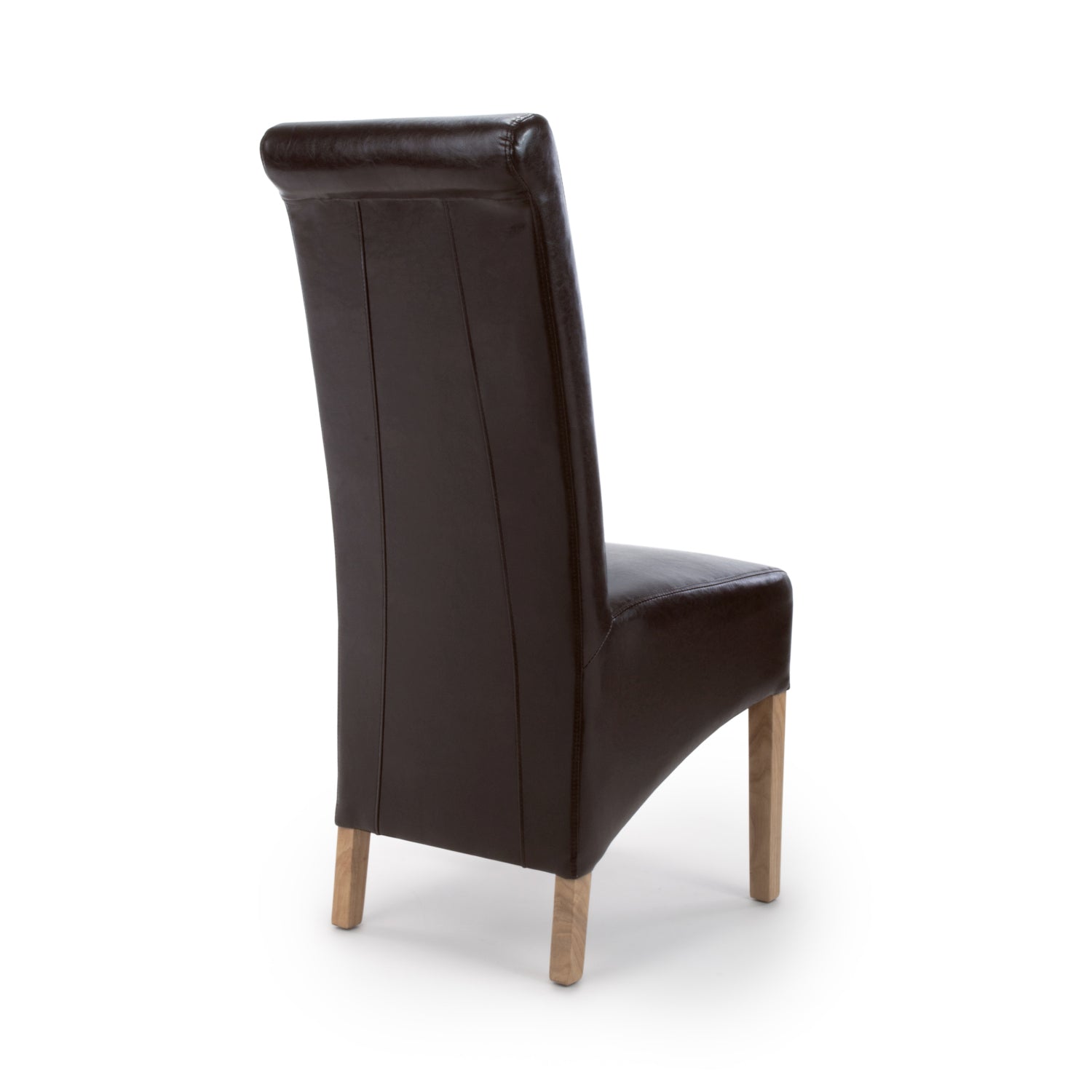 Dark Brown Leather Roll Back Dining Chair - Home Furniture Interiors
